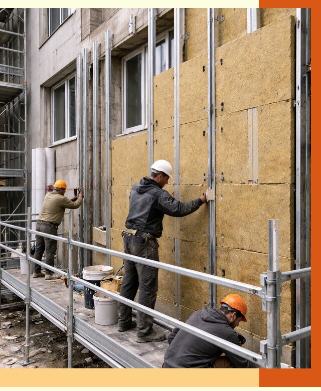 Утепление вентилируемого фасада в Рубцовске от 5663 руб/м2 — монтаж и утепление вентфасад | ТепломастерРбц